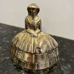 Southern Belle Bell, Bright Brass Bell, Bonnet And Gown, Hooped Skirt, S… 