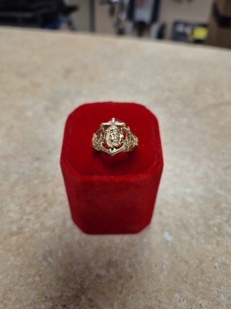 10k Yellow Gold Anchor Cross Ring