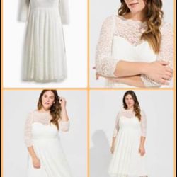Ivory Tea Length wedding dress - size 14 (Torrid brand/NWT)
