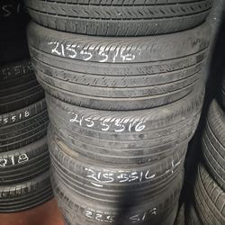 Pair Of 2 Tires 215/55/16 Continental 