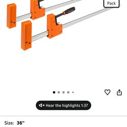 JORGENSEN 36-inch Bar Clamps, 90°Cabinet Master Parallel Jaw Bar Clamp Set, 2-pack