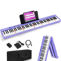 Vangoa Folding Piano Keyboard 88 Key Full Size Semi-Weighted Bluetooth Portable Foldable Electric Keyboard Piano with Light up Keys, Sheet Music Stand