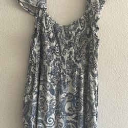 Cute plus size blue paisley patterned romper