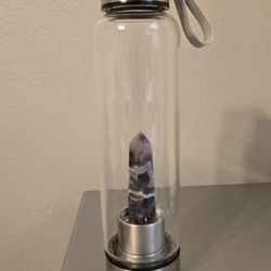 Glass Amethyst Crystal Bottle