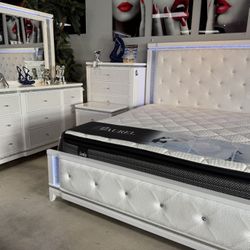 White Led 5 Pc Bedroom Set With Led Lights Huge Special Only $1499