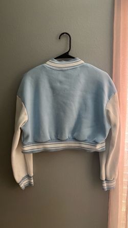 Baby Blue Cropped Varsity Jacket