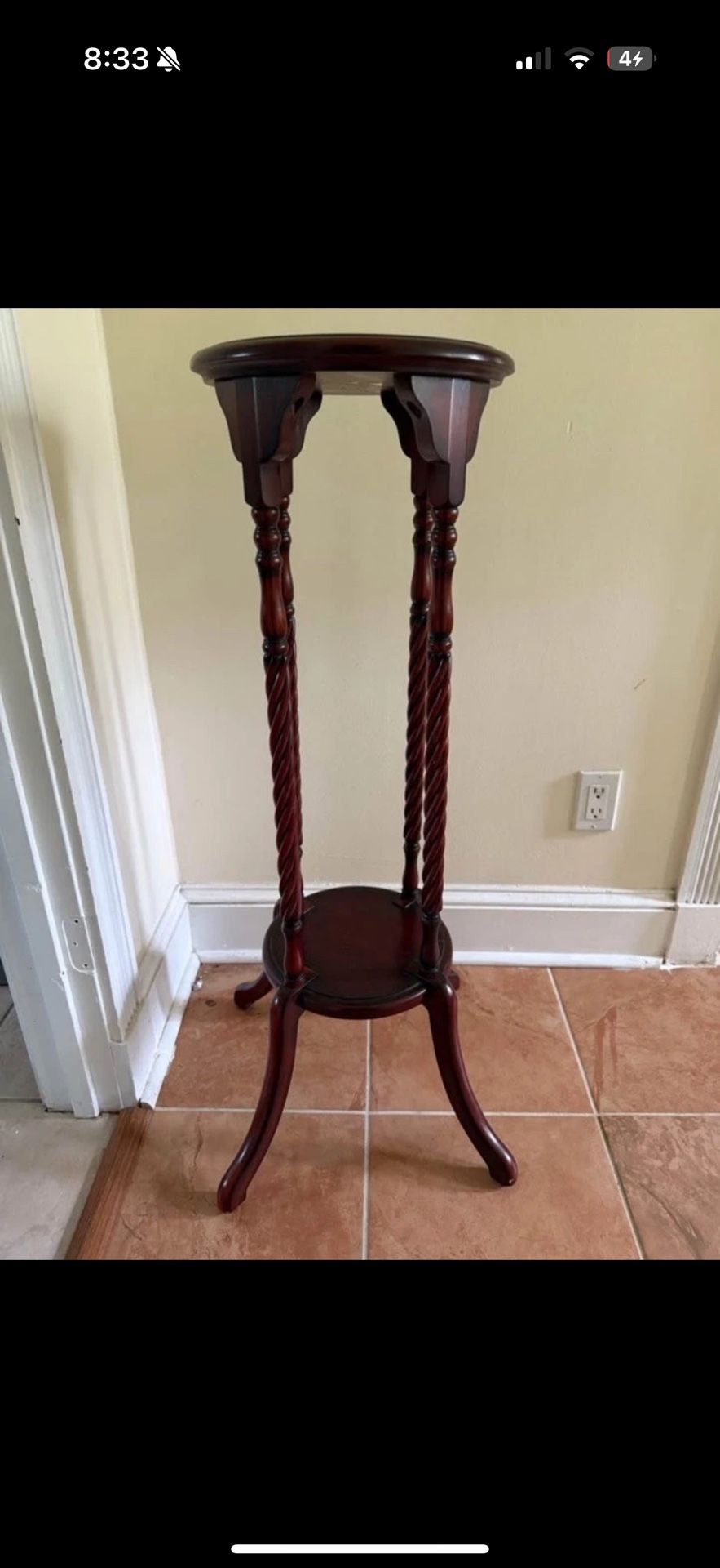 Vtg Barley Twist Pedestal Display Plant Stand Accent Side Table 2 Tier 38”