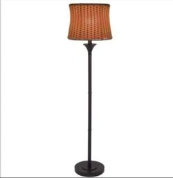 River of Goods 59.5 in. H Brown Outdoor/Indoor Floor Lamp with Basketweave Shade