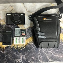 Great condition  Comes with 3 batteries and a 64gb sd card. Also comes with a crossbody camera bag.  Small hairline scratches on the screen doesn’t af