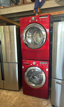 LG Front Load Set Red - Stackable Large Capacity