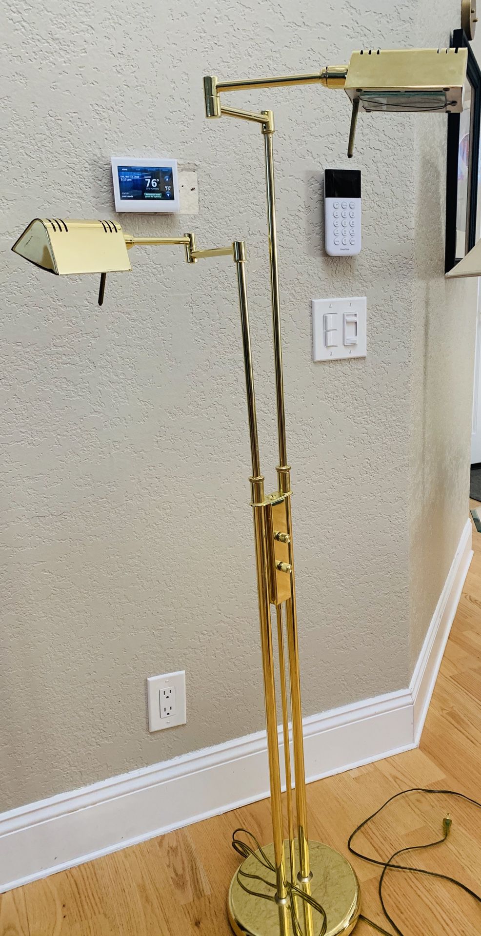 Vintage adjustable height brass floor lamp