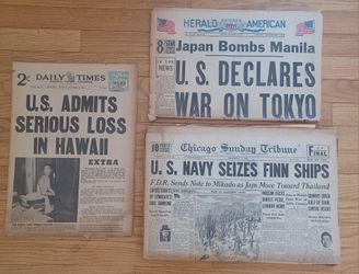 3 different Chicago newspapers...Dec. 7 and Dec. 8, 1941!