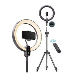 taotronics ring light cl025, 12" ring light with 78" tripod stand, dimmable led light outer 24w 6500k, usb charging port, car
