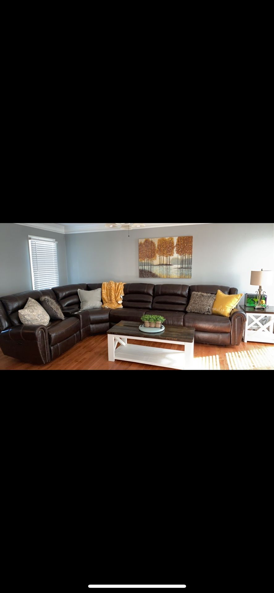 Leather Couch With Three Reclining Sections