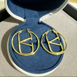 gold big hoops earrings for women, 18k gold plated, 4cm big