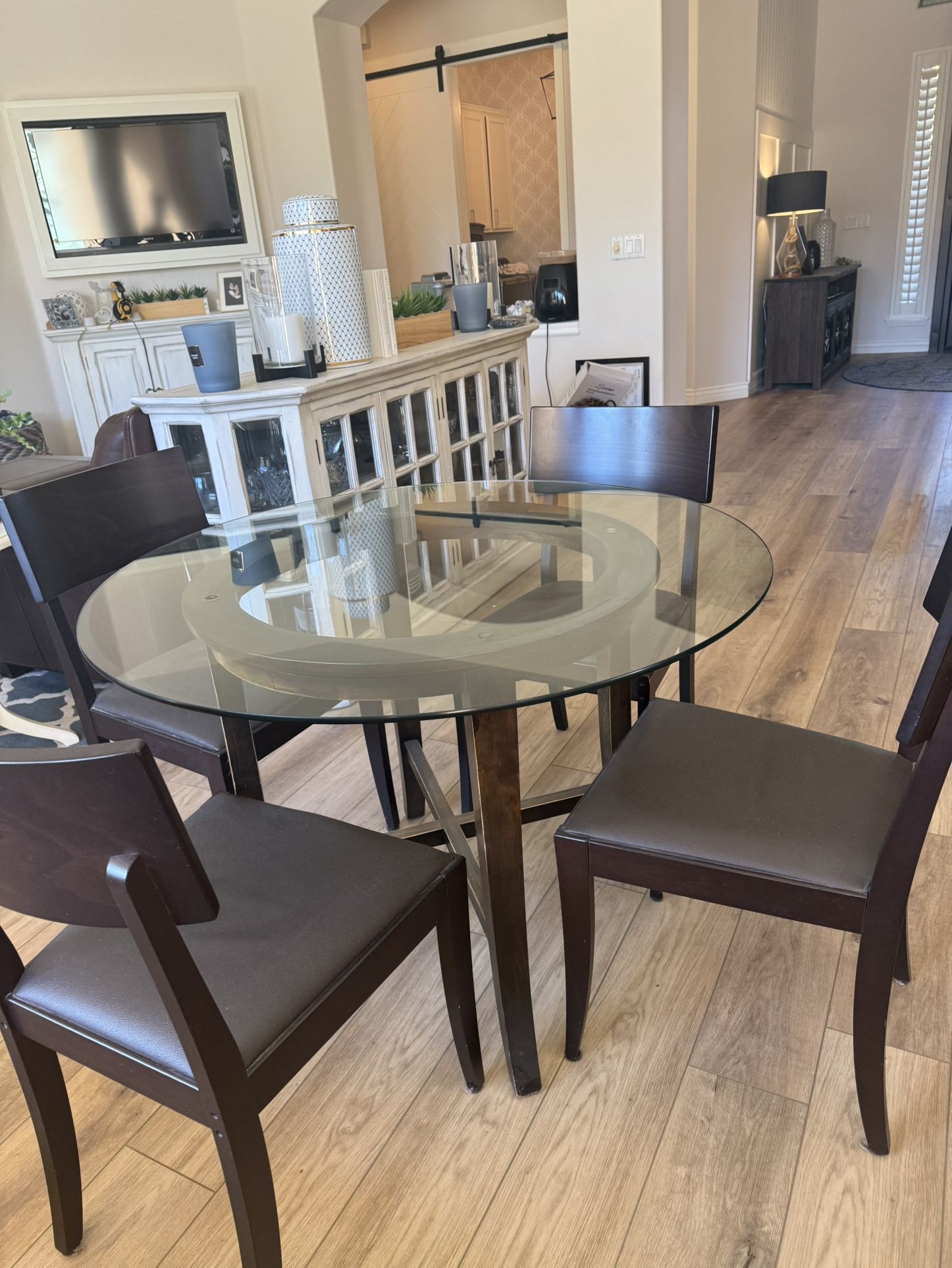 Crate & Barrel Glass Table and 4 Chairs