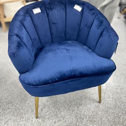 BLUE FAUX SUEDE ARM CHAIR- YF441-Arm Chair Blue