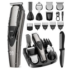 Brandnew Beard Trimmer for Men: Professional Barber Hair Clippers - 12-in-1 Cordless Grooming Kit - Waterproof Electric Razor with Turbo Speed & Preci