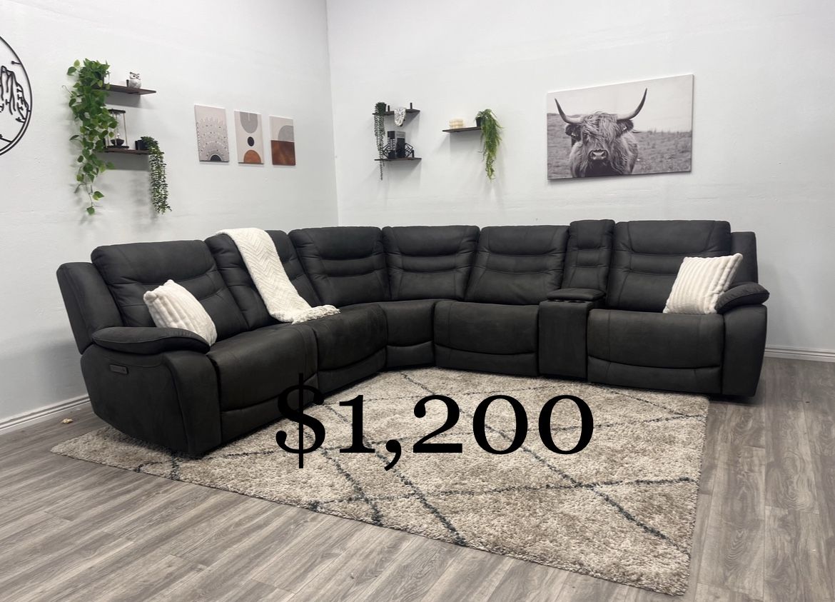 Gray Sectional Couch Power Recliner - Free Delivery