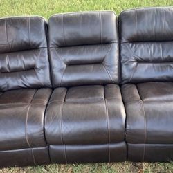 Real Leather recliner sofa (free)