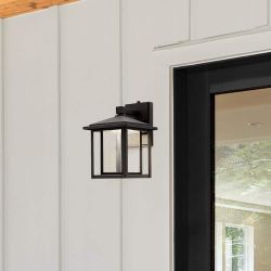 Outdoor Wall Lantern Sconce with Seeded Glass and Dusk to Dawn Sensor