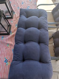 Navy Blue Tufted Outdoor Chaise Lounge Cushion