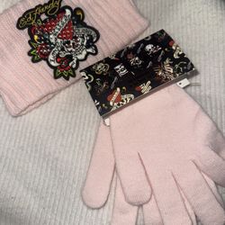 Ed Hardy Headband And Glove Set 