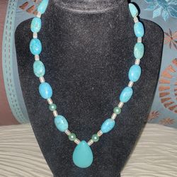 Turquoise And Pearl Necklace 