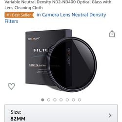 K&F concept 82mm variable neutral density filter (ND2 to ND400)