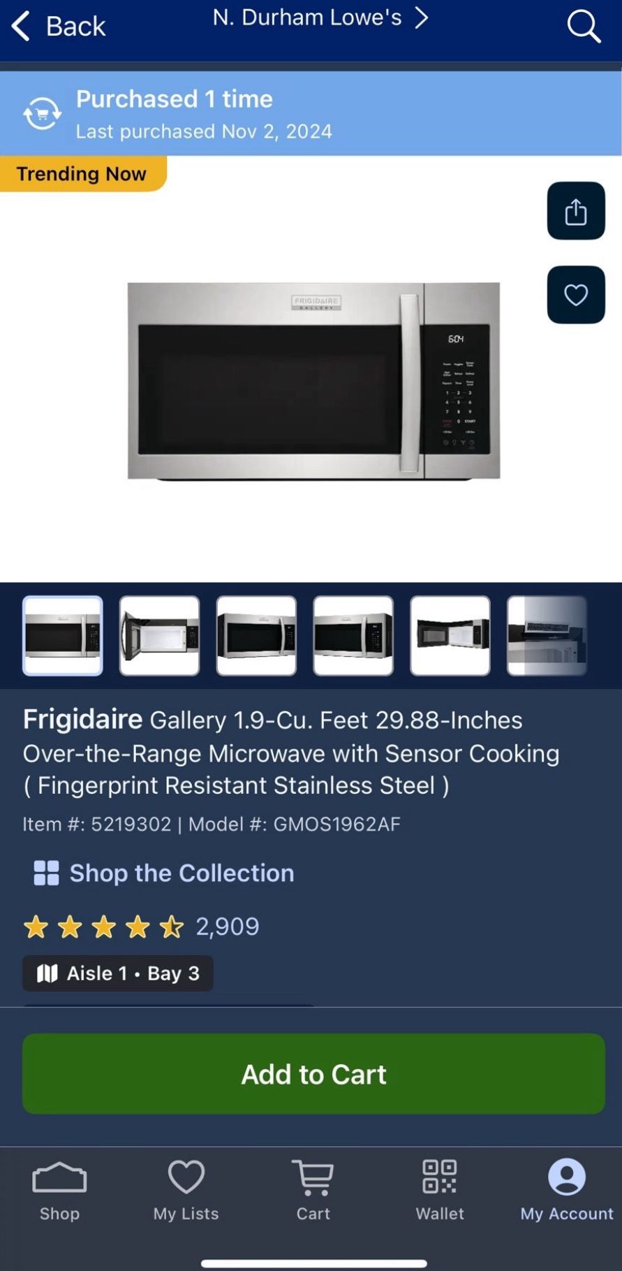 Frigidaire Gallery 1.9-cu ft 1000-Watt