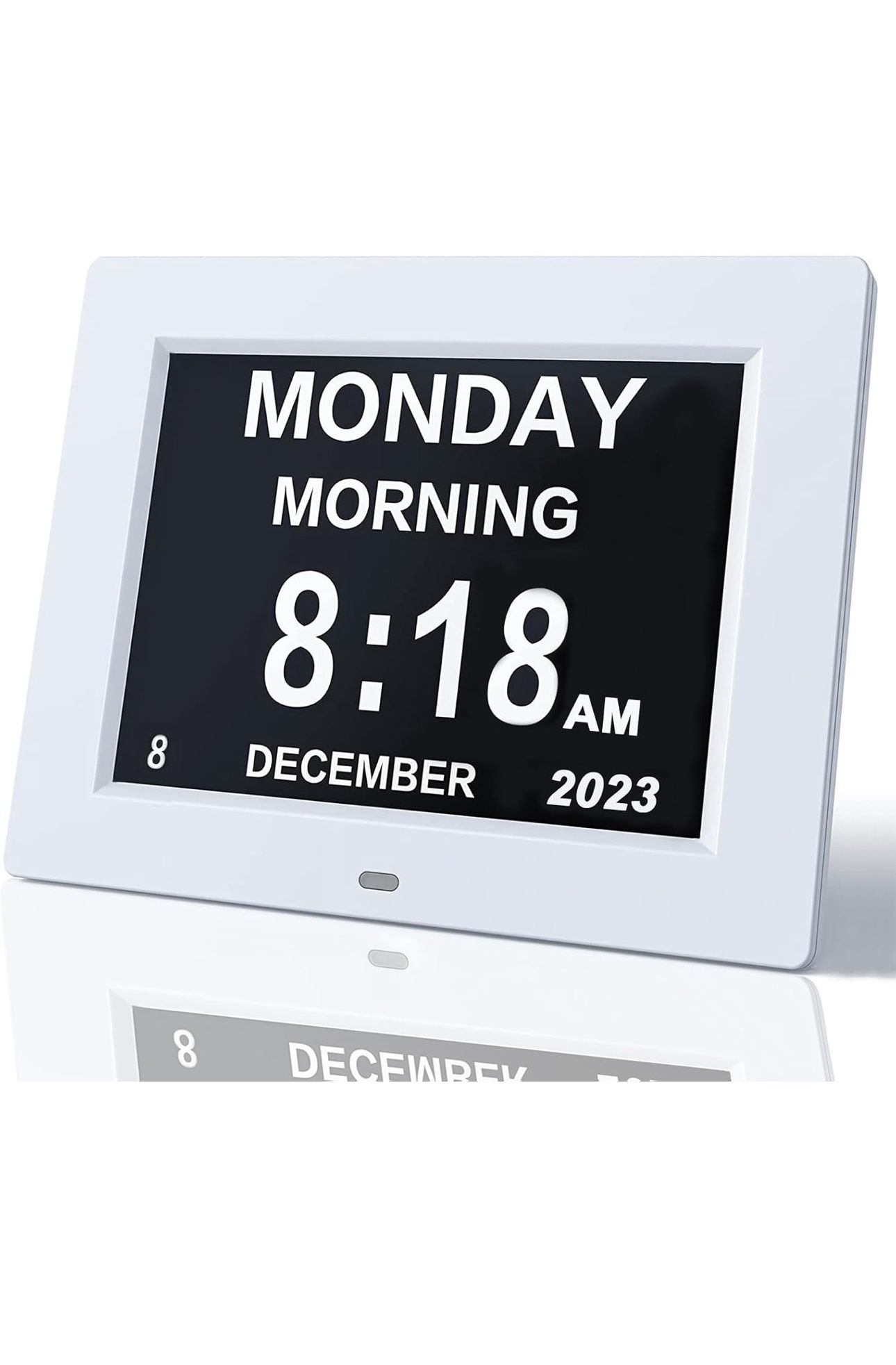 Johnziny 8 Inch Digital Clock Large Display Dementia Clocks with Day and Date for Seniors,8 Alarms Options Digital Clock,Digital Calendar with Large N