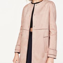 NWT Zara Faux Suede Coat size L 