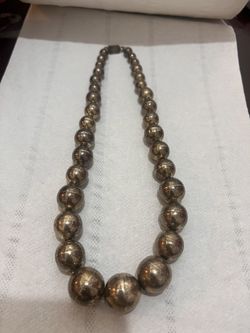 Vintage Taxco Mexico 925 Sterling Silver Handmade Pearls Beaded Necklace