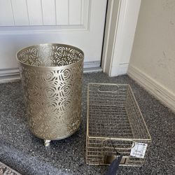 Gold Basket And Trash Basket 