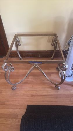 2 Vintage Gold Metal Tables With Glass Tops