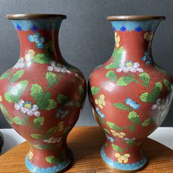 Pair Chinese Antique Cloisonné 