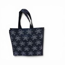 Black Skull Crossbones Marshalls Shopping Tote Bag Halloween Gothic