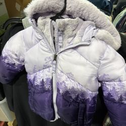 Little Girls 3T purple double zipper comfy lined Snozu winter coat w hood p/u Jamison PA