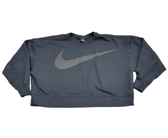 Women's Nike Dri-Fit Crop Top Sweatshirt Black Size XL