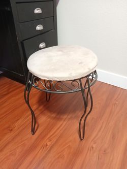 Vintage Heavy Cast Iron Full Swivel Vanity Chair 