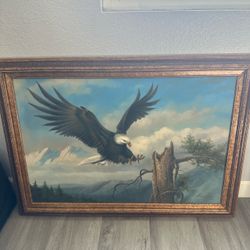 Eagle Painting Framed Picture 42x30 in 3x2 ft