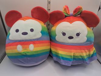 Disney Parks Pride Rainbow Mickey & Minnie Squishmallows Plush Bundle 10"