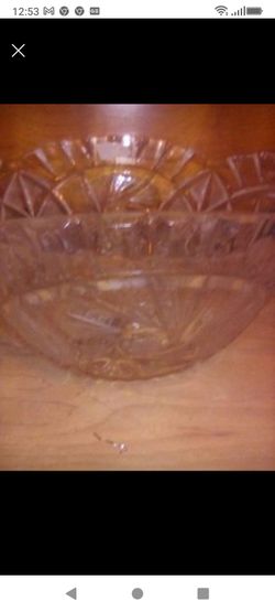 Beautiful Larger Leaded Glass Bowl, Hand Cut From Poland. Excellent, Antique, Never Used. 