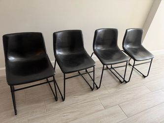 Set of 4 Black Faux Leather Dining Chairs