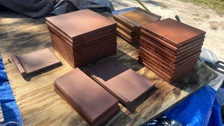Red Clay Square Floor Tiles Lot