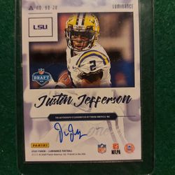 Justin Jefferson Rookie Auto. Only One In Existence! Signed On Front And Back