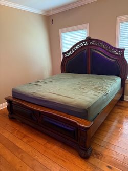 Solid Wood King Bed Frame & Nightstand