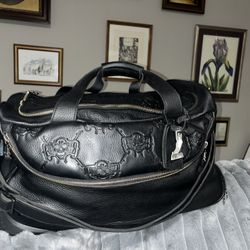 Dussault Gene Simmons Carry-on Duffle Luggage Bag Black Leather