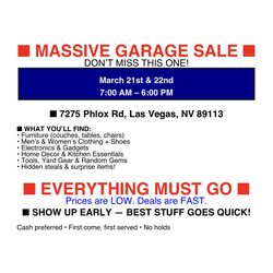Massive Garage Sale - Teneya & Warm Springs - March 21st & 22nd