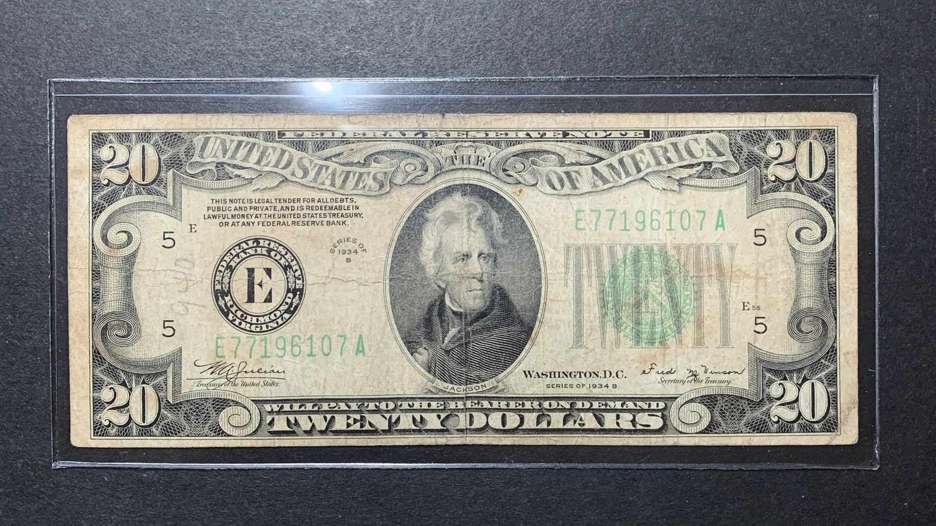 1934 $20 Federal Reserve Bank Note - Richmond, VA